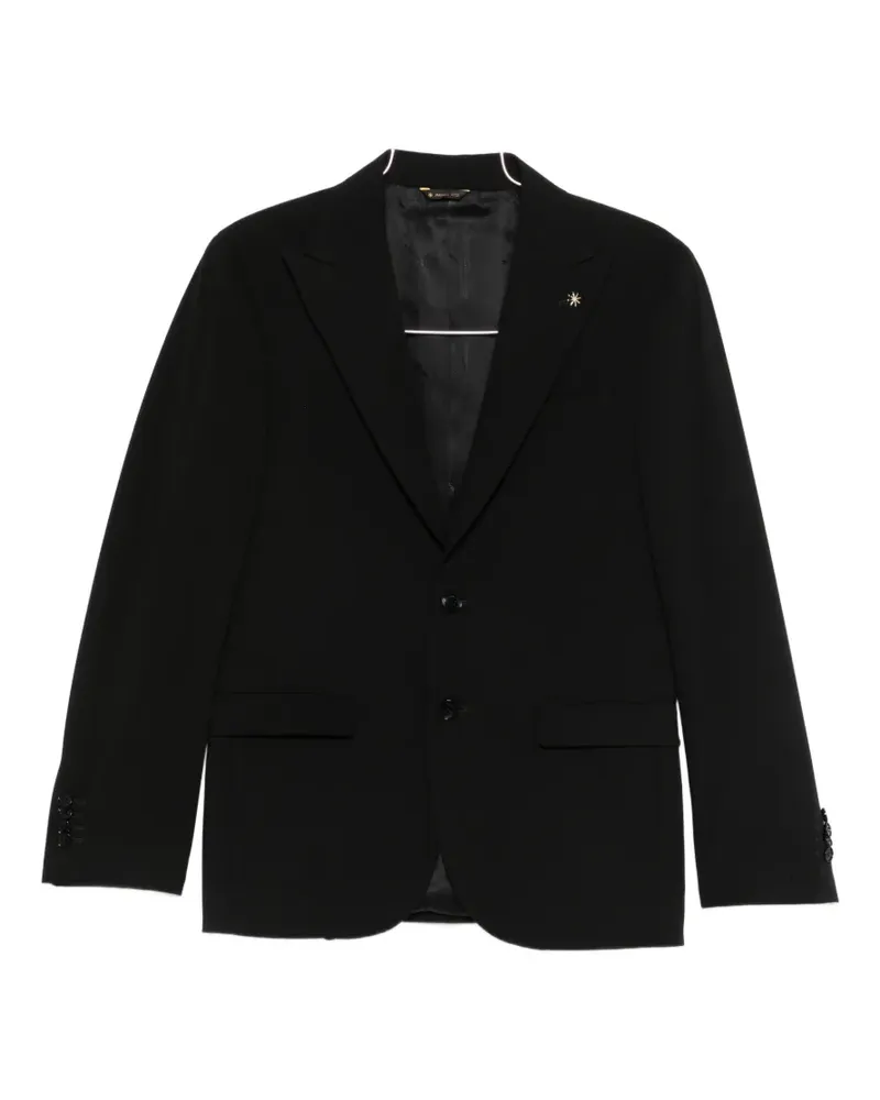 Manuel Ritz lapel-appliqué single-breasted suit - Schwarz Schwarz