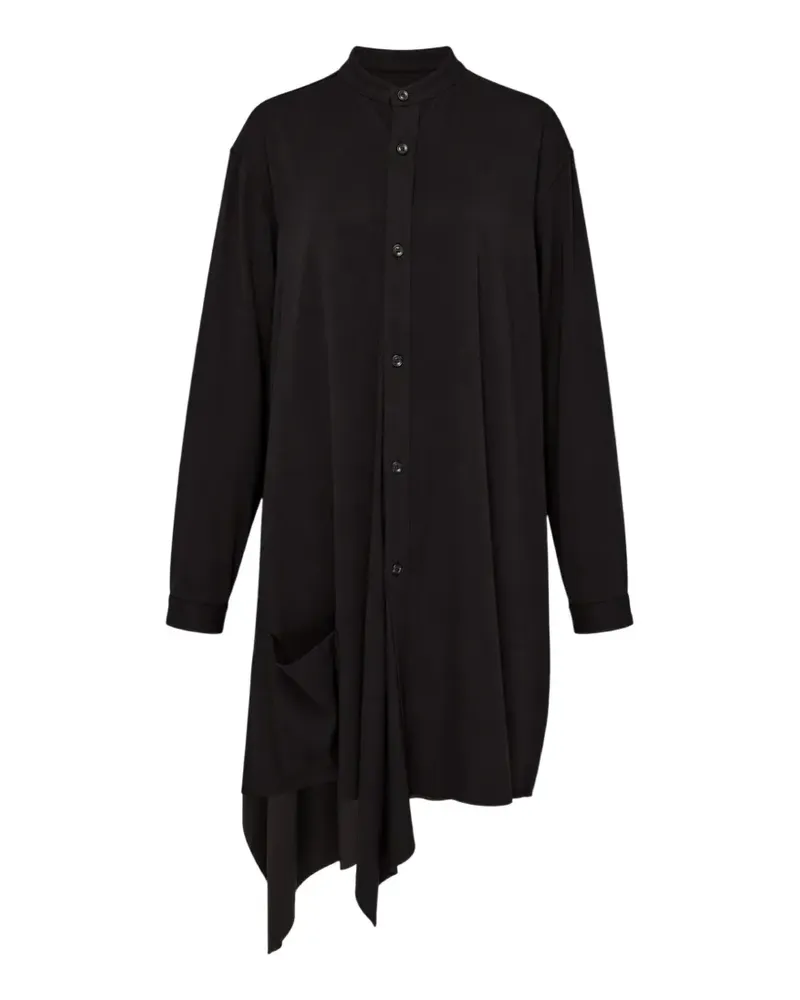 Yohji Yamamoto asymmetric long-sleeve midi shirt dress - Schwarz Schwarz
