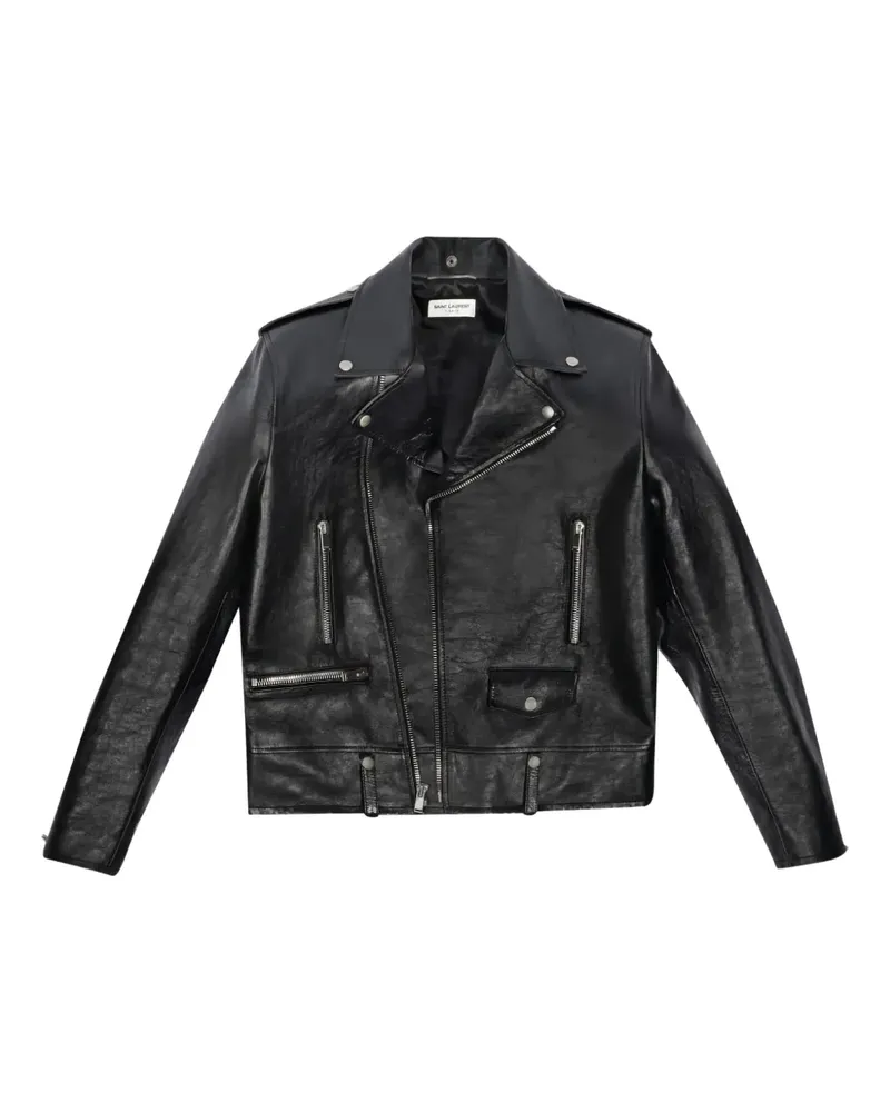 Yves Saint Laurent epaulettes zip biker jacket - Schwarz Schwarz