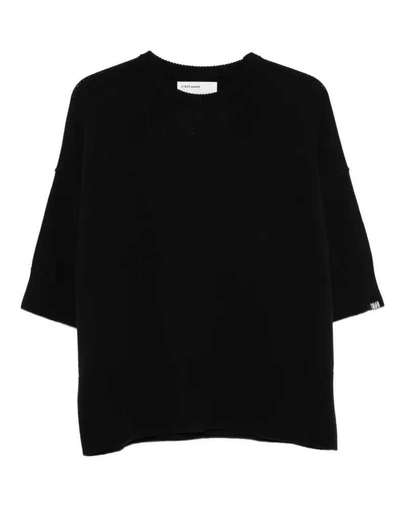 extreme cashmere Kaschmiroberteil mit kurzen Ärmeln - Schwarz Schwarz