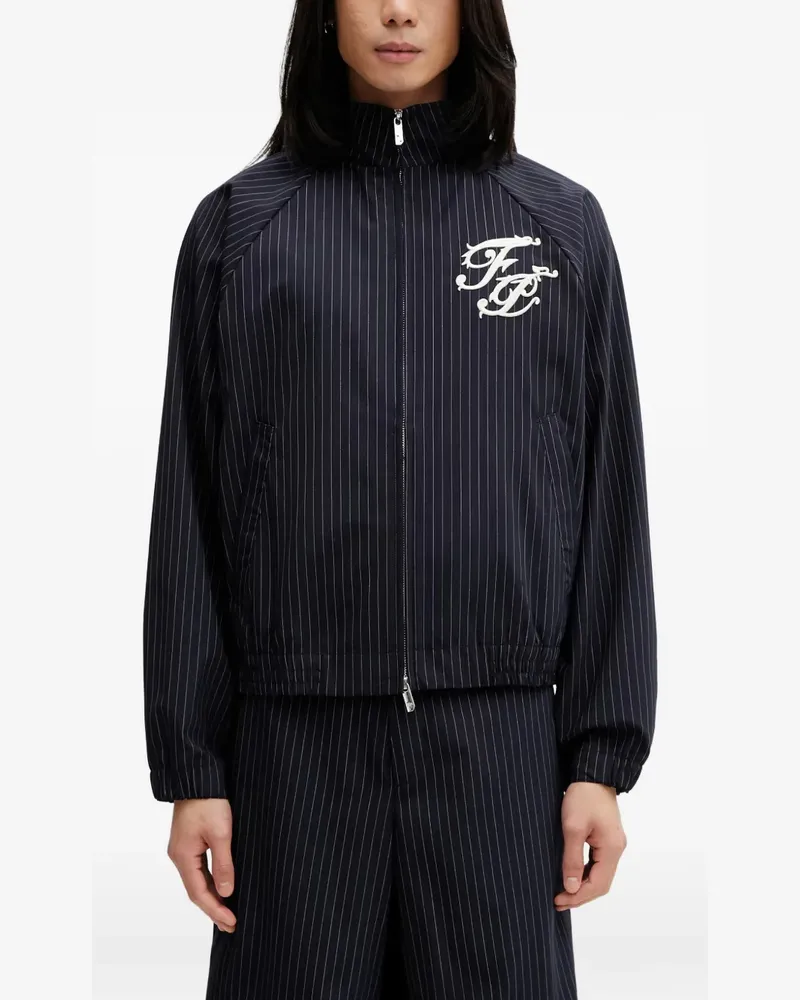 Filling Pieces Coach pinstripe-pattern logo-patch jacket - Blau Blau
