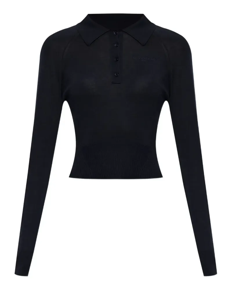 Givenchy logo-embroidered polo top - Blau Blau