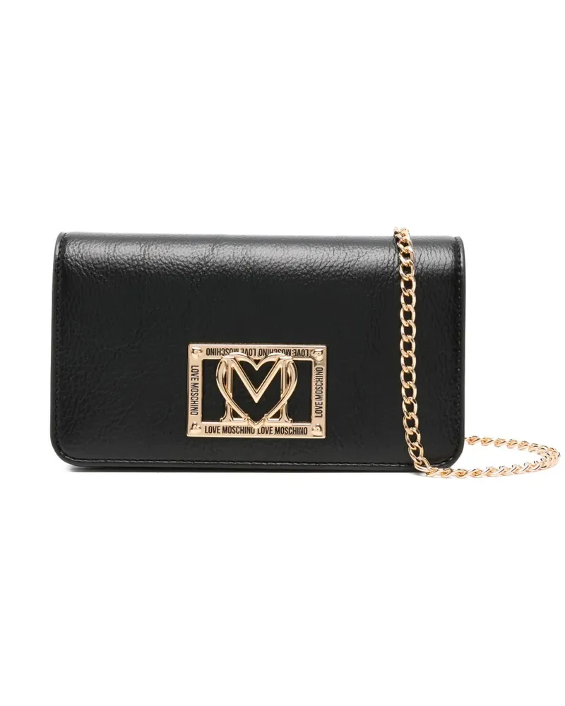 Moschino Schultertasche mit Logo-Schild - Schwarz Schwarz