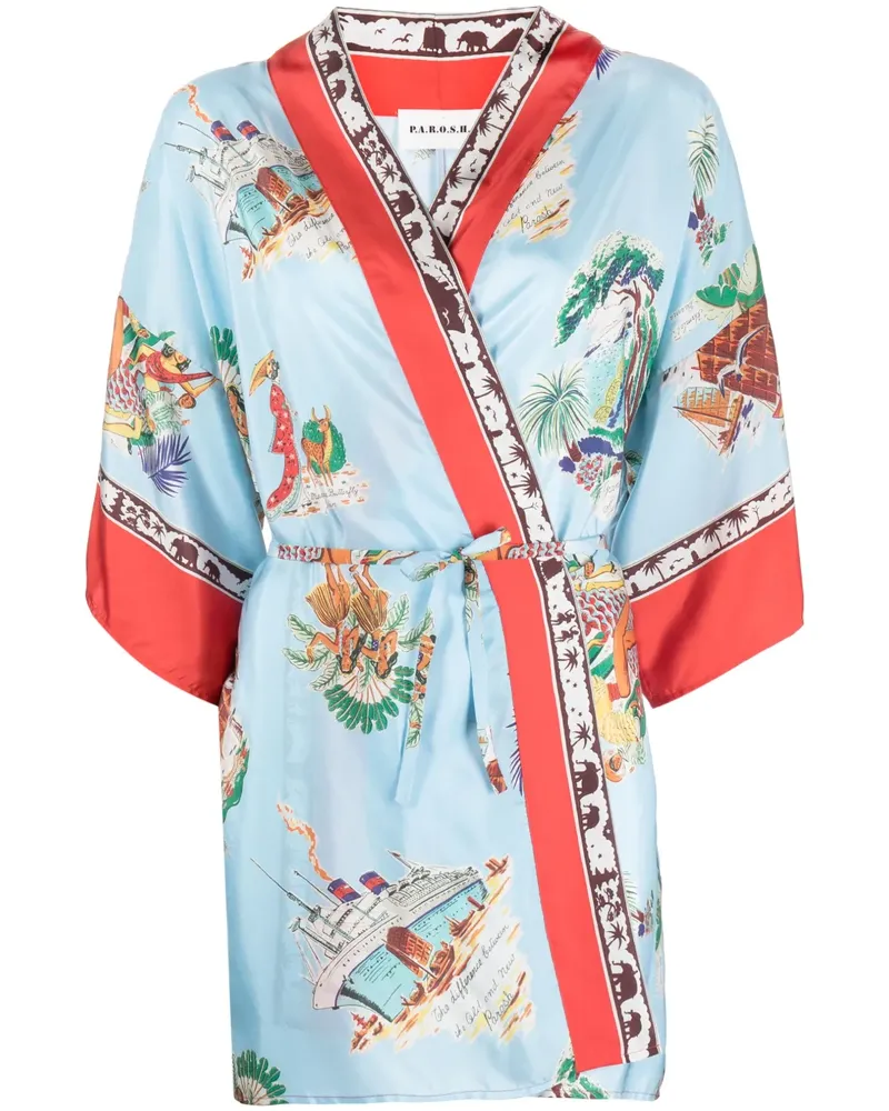 P.A.R.O.S.H. P.A.R.O H. Poncho mit grafischem Print - Blau Blau