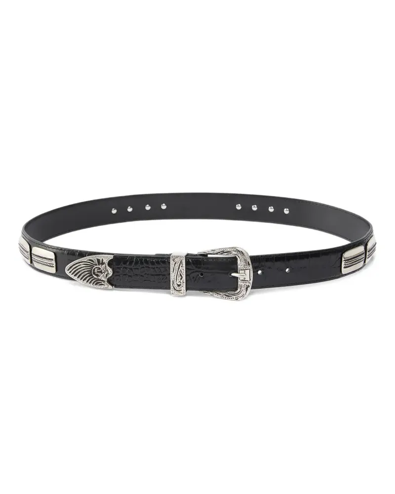 Pinko crocodile-effect leather belt - Schwarz Schwarz