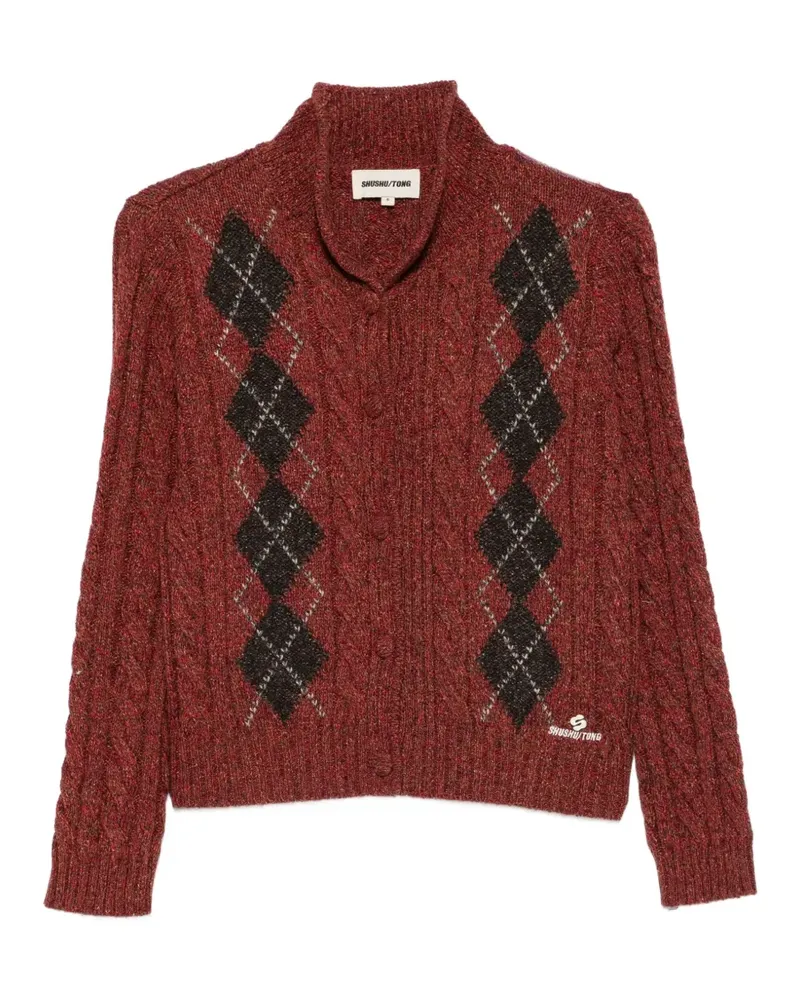 SHUSHU/TONG Zopfmusterpullover mit Argyle-Muster - Rot Rot