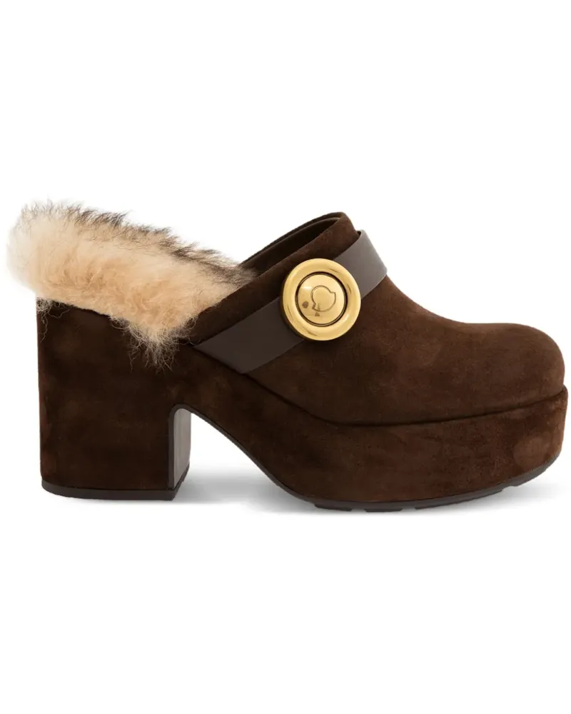Moncler Amalia Mules mit Faux-Fur-Besatz 90mm - Braun Braun