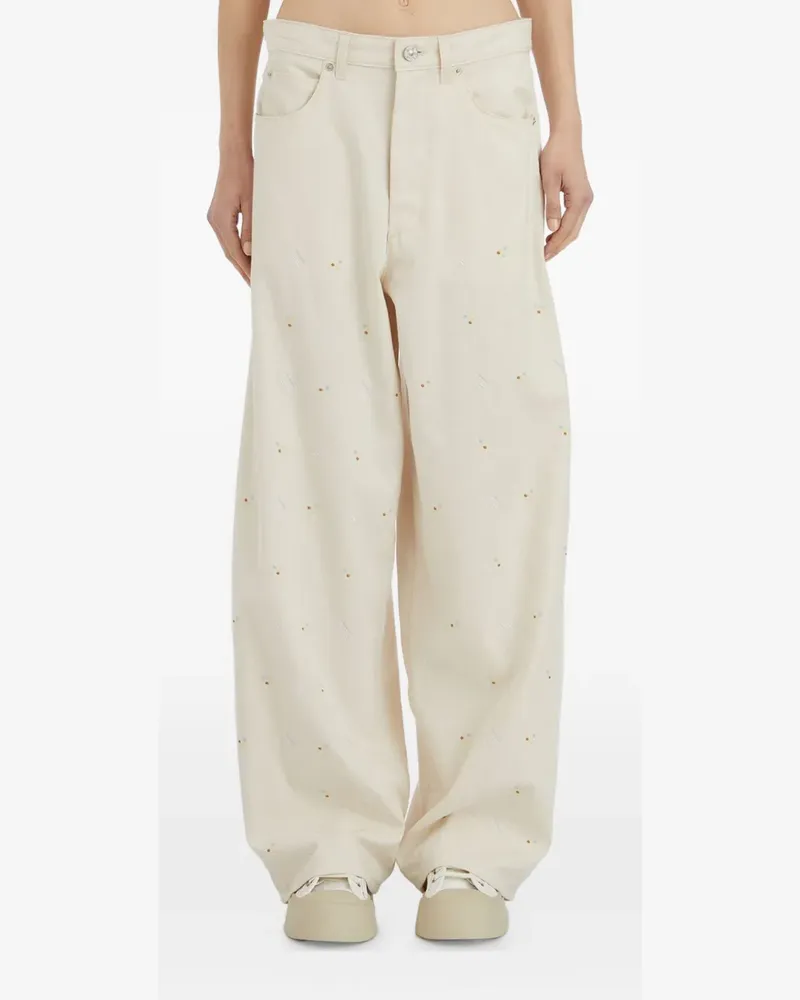 Marni embroidered wide-leg jeans - Nude Nude