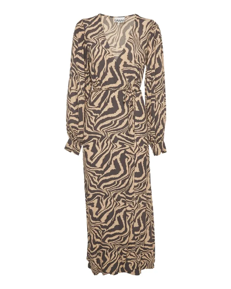Ganni Wickelkleid mit Zebra-Print - Nude Nude