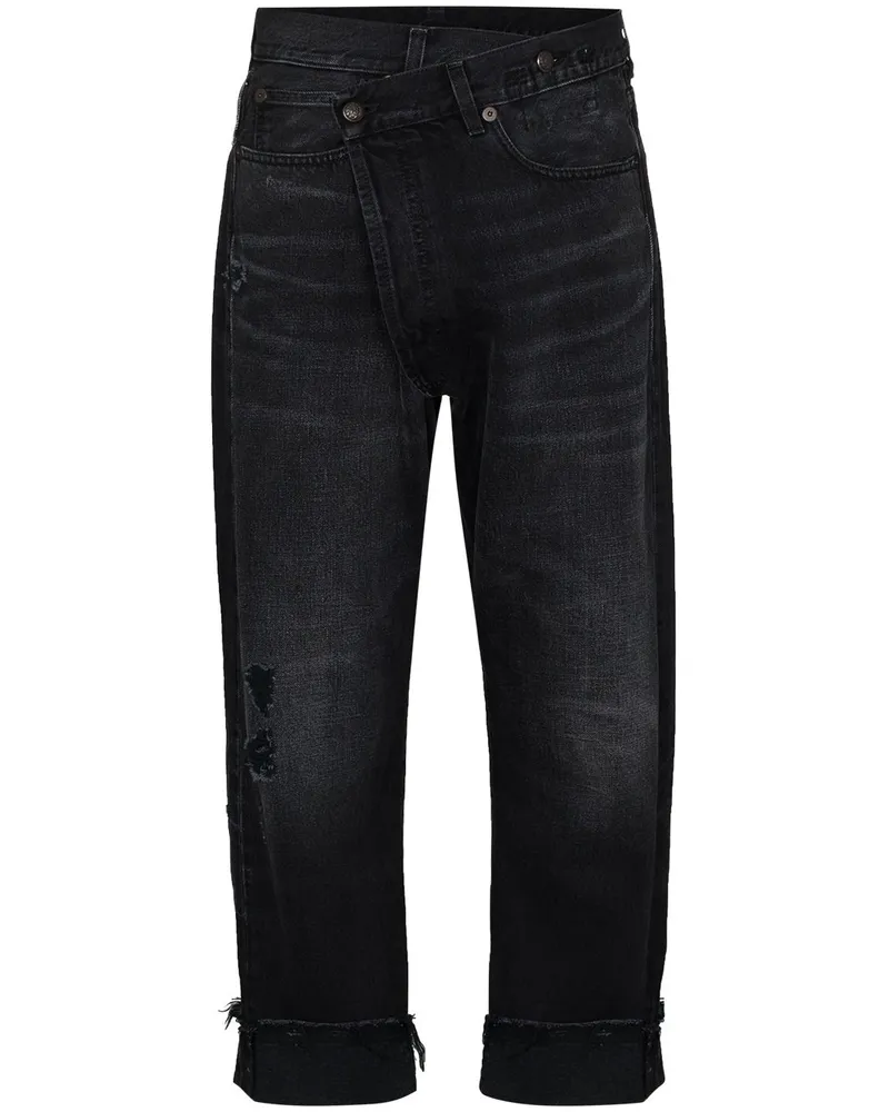 R13 Jeans mit asymmetrischem Bund - Schwarz Schwarz