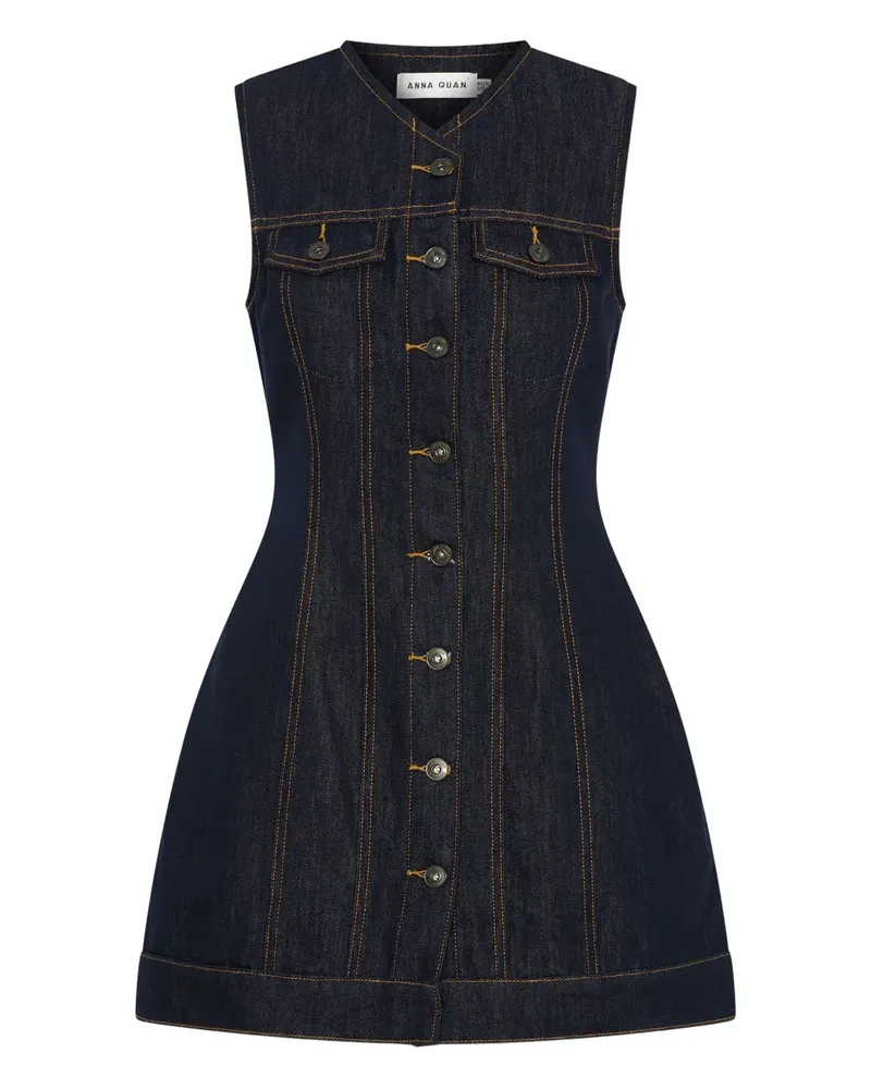 Anna Quan Geknöpftes Nina Minikleid - Blau Blau