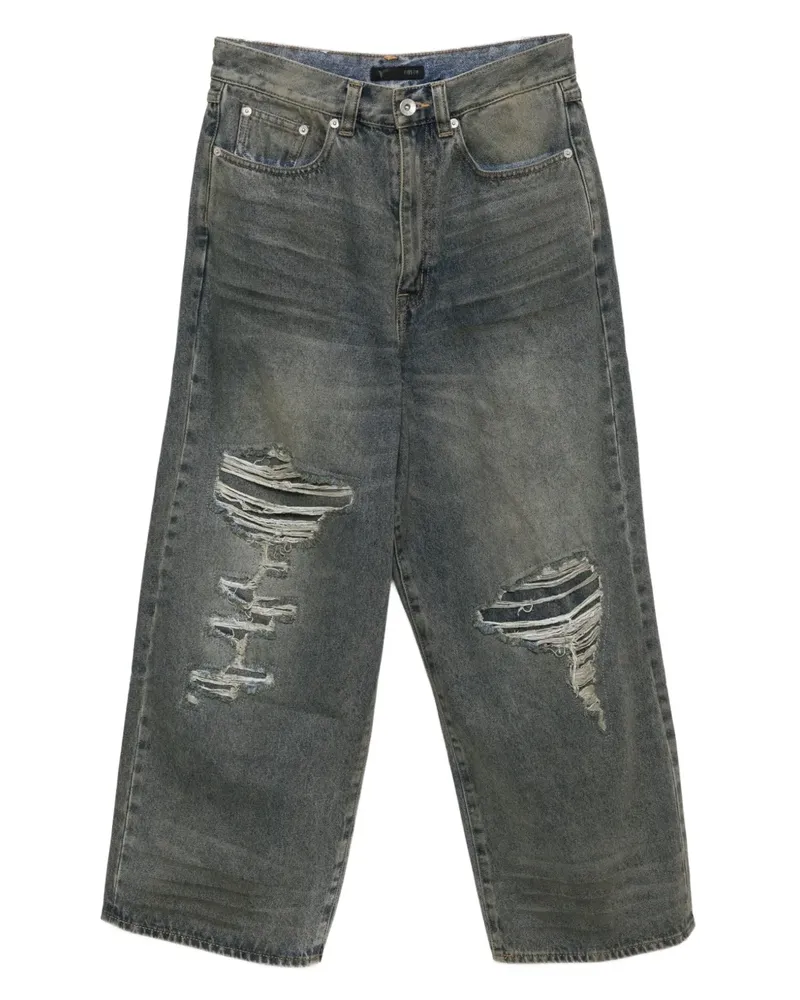 FIVE CM Weite Jeans im Distressed-Look - Blau Blau