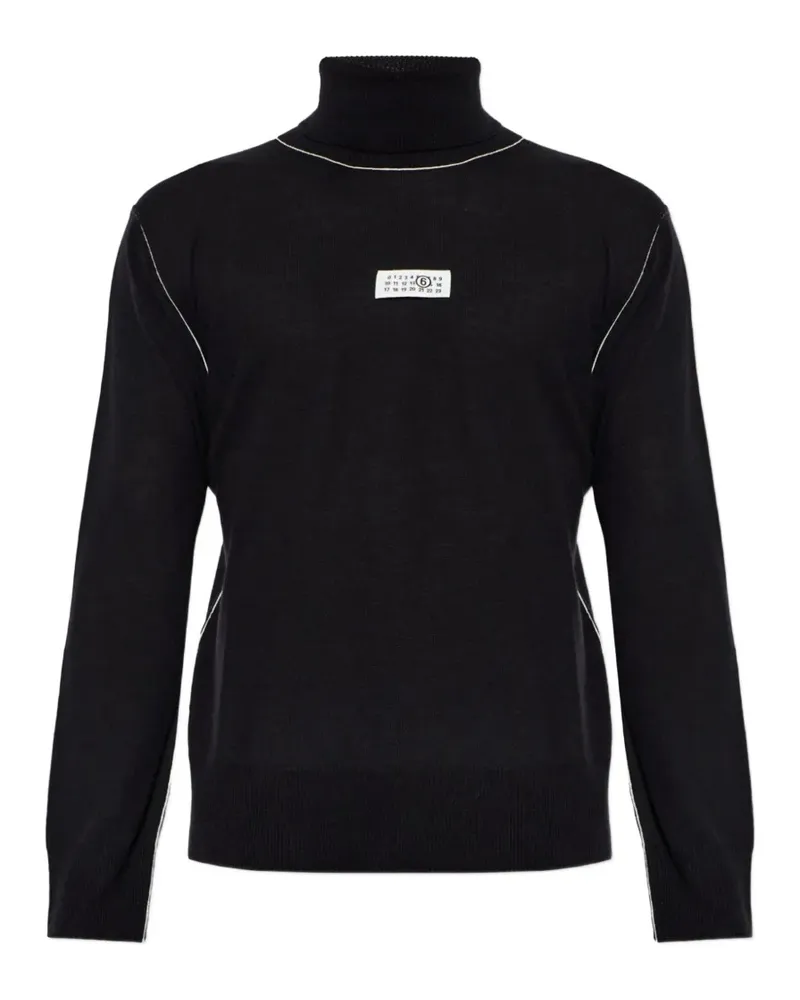 Maison Margiela Rollkragenpullover mit Kontrastnähten - Schwarz Schwarz