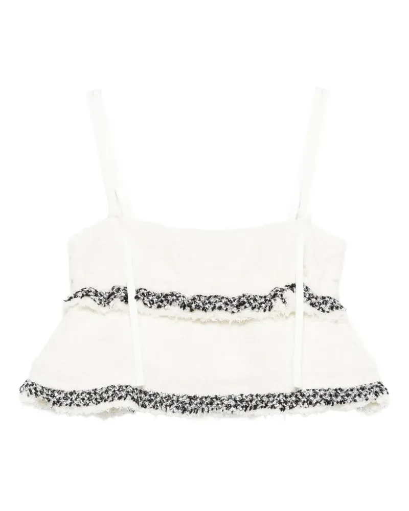 Sacai tiered frayed-edge top - Nude Nude