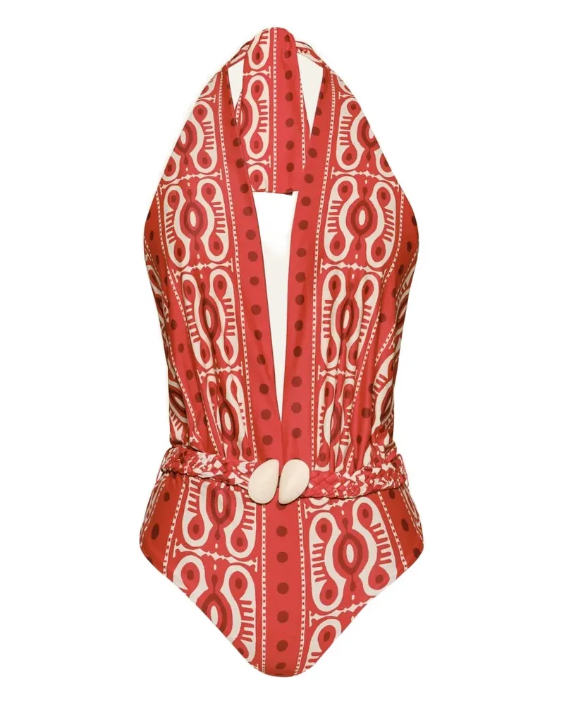 Johanna Ortiz Seashell Hunting printed swimsuit - Rot Rot