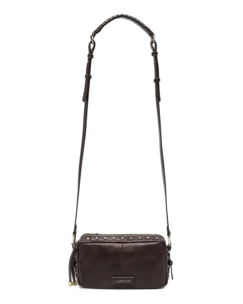 CAFèNOIR  stud-embellished logo-plaque crossbody bag - Braun Braun