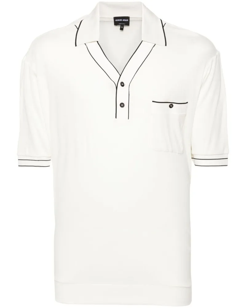 Giorgio Armani Fein gestricktes Poloshirt Nude