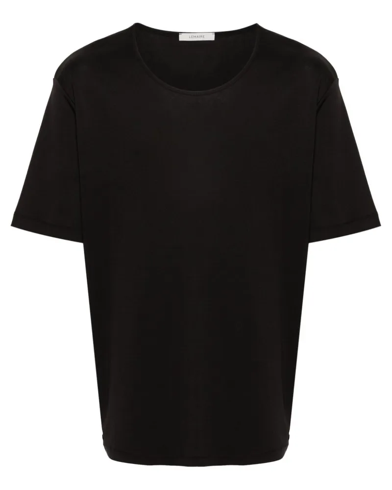 Christophe Lemaire Geripptes T-Shirt mit U-Ausschnitt - Schwarz Schwarz