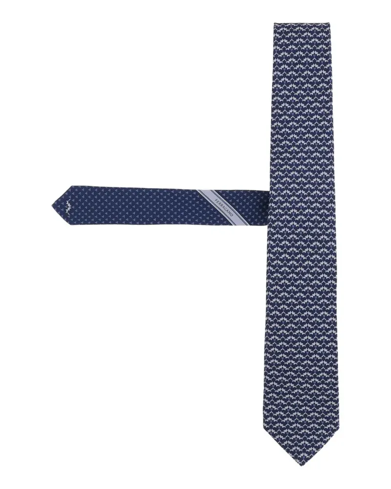 Ferragamo Geometrisch gemusterte Seidenkrawatte - Blau Blau