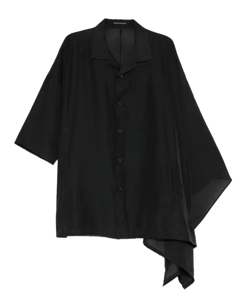 Yohji Yamamoto Asymmetrisches Cape-Hemd aus Batist - Schwarz Schwarz