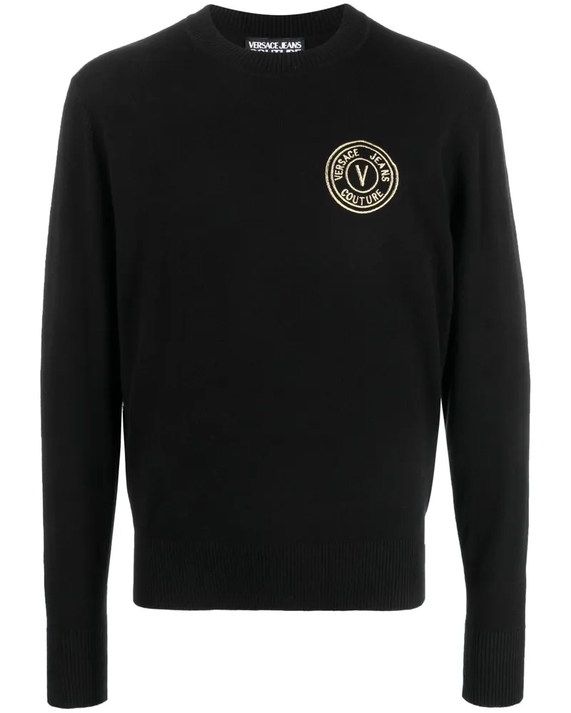 Versace Jeans Pullover mit Logo-Stickerei Schwarz