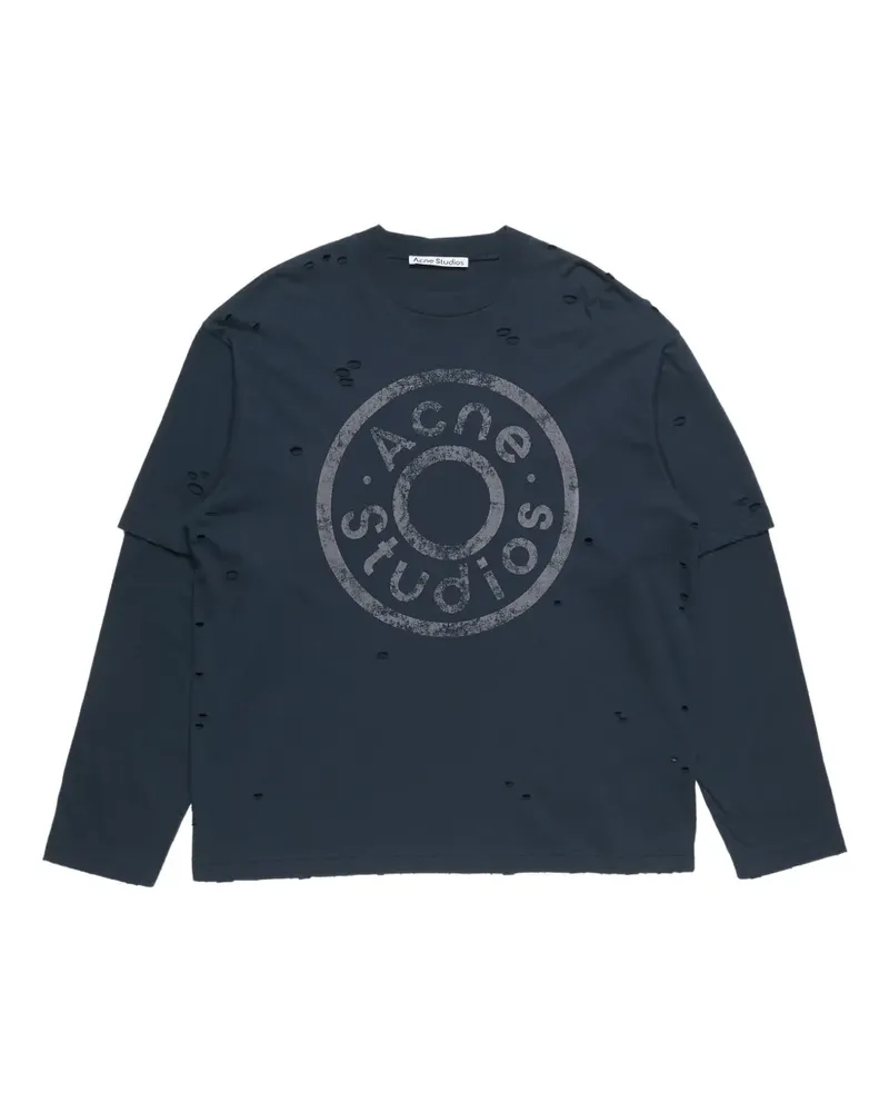 Acne Studios T-Shirt im Distressed-Look - Blau Blau