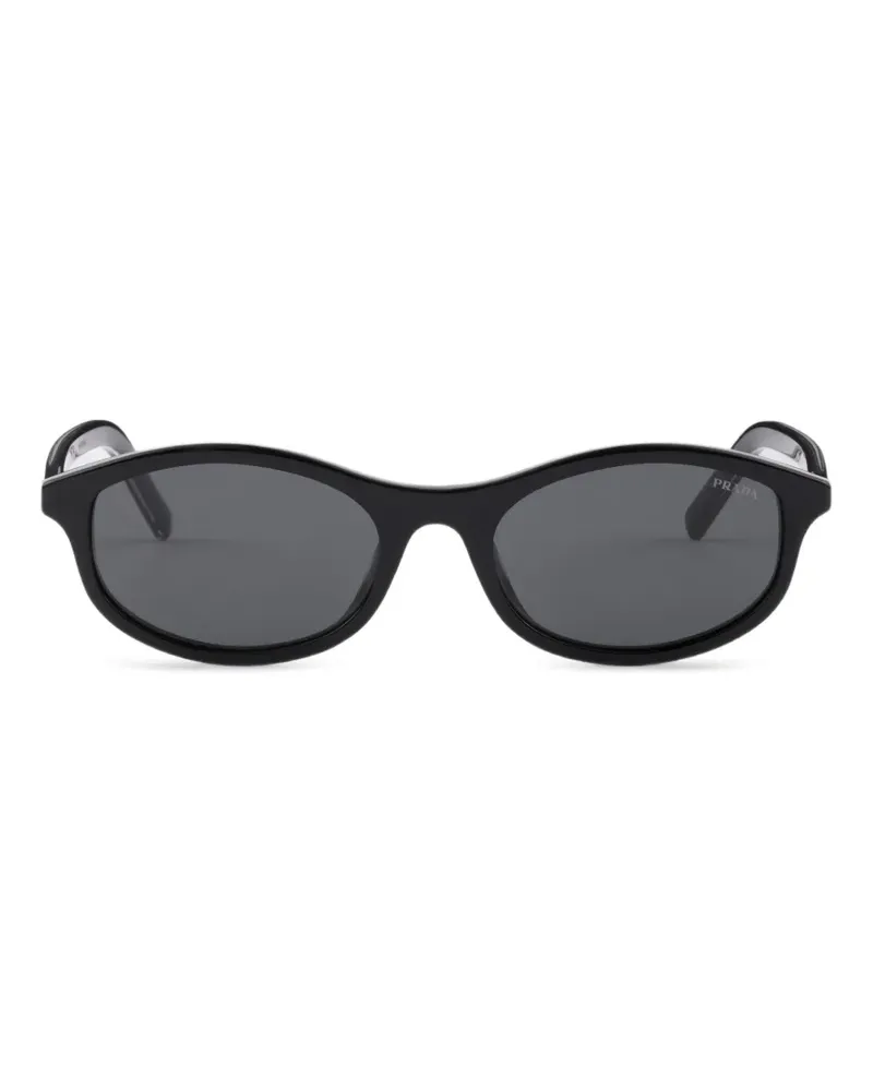 Prada Sonnenbrille mit ikonischem Metall-Schild - Schwarz Schwarz