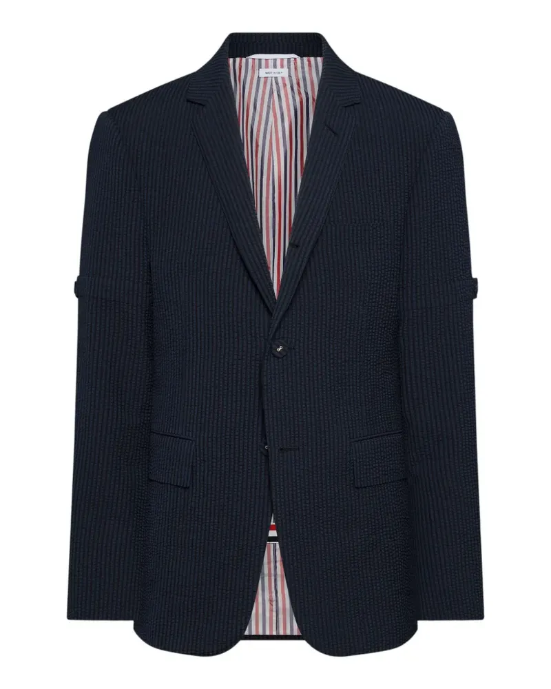 Thom Browne Woll-Seersucker-Sportmantel mit Armbändern - Grau Grau