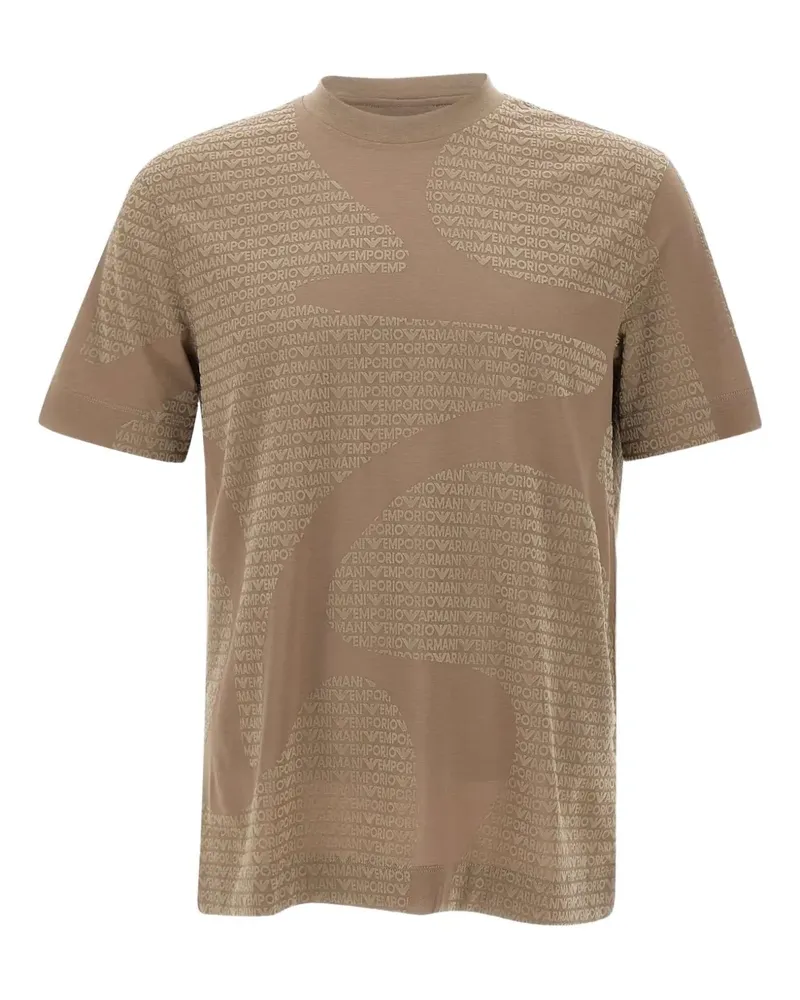 Emporio Armani Kurzärmeliges T-Shirt mit Logo-Print - Nude Nude