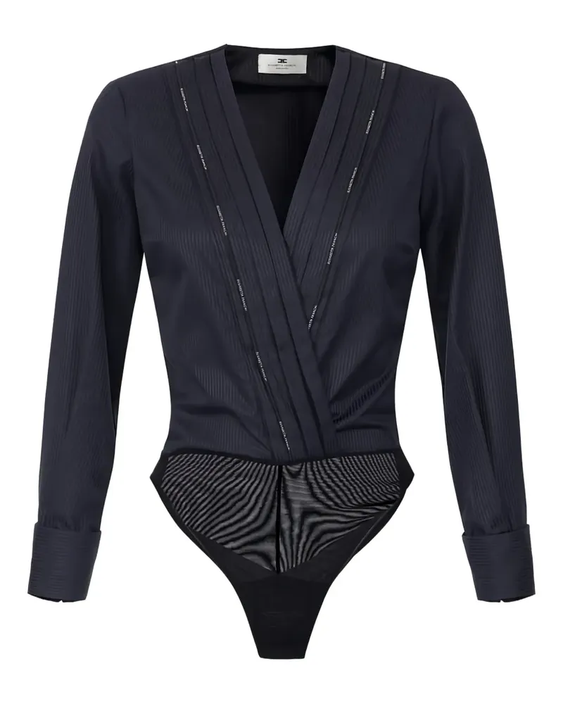 Elisabetta Franchi Paspelierter Body mit Smoking-Detail - Schwarz Schwarz