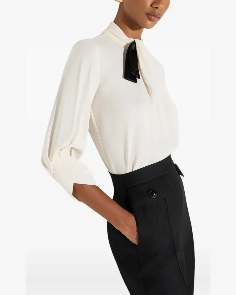 Elisabetta Franchi blouse in georgette fabric with bow-tie - Nude Nude