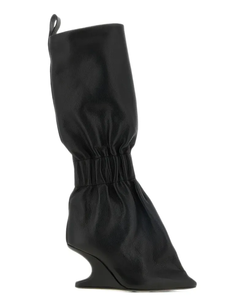 Rick Owens Tower Cantitaquito 8 in Black Grainy Kuhstiefel - Schwarz Schwarz