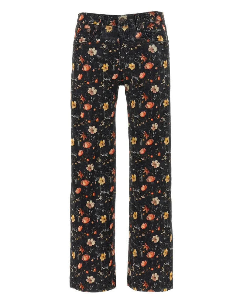 R13 Joan Kick floral-print jeans - Schwarz Schwarz