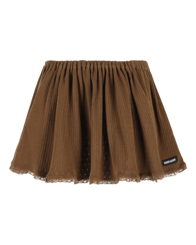 Miu Miu lace-trim mini skirt - Braun Braun