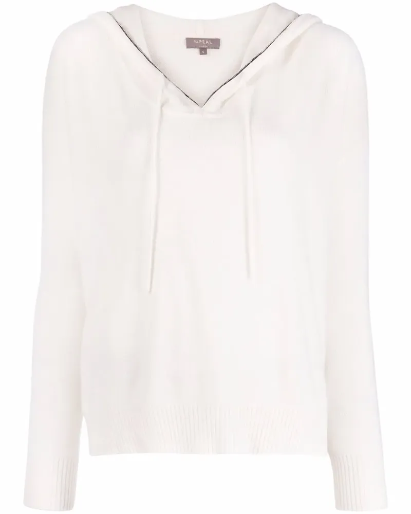N.Peal Kaschmir-Hoodie mit Zierkette - Weiß Weiß