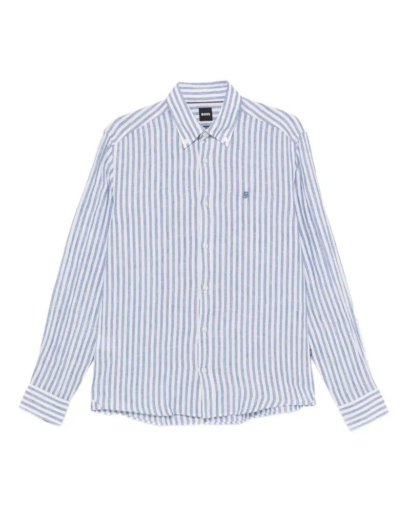 HUGO BOSS vertical-stripe linen shirt - Blau Blau
