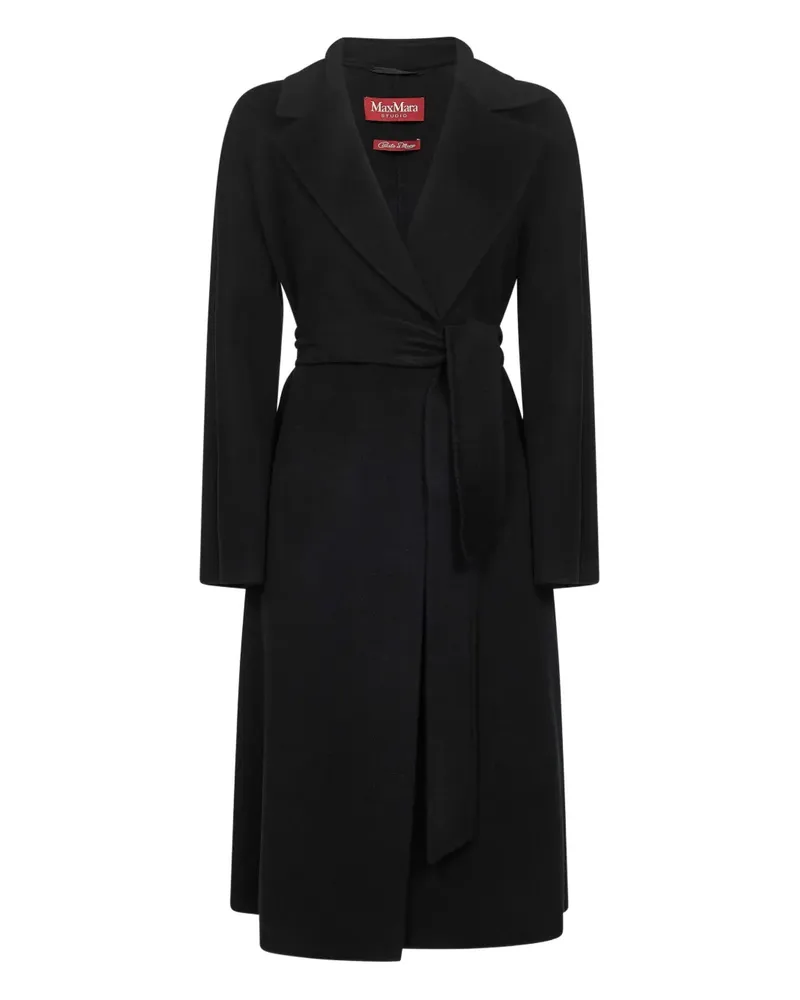 Max Mara Gürtel-Mantel mit Kragen - Schwarz Schwarz