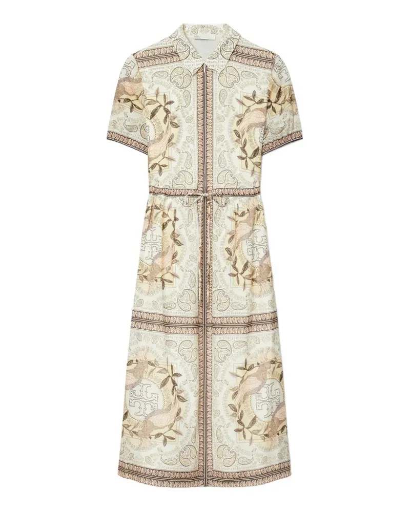 Tory Burch cinched cotton zip dress - Nude Nude