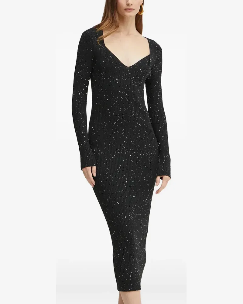 HUGO BOSS Verziertes Ferima Kleid mit eckigem Ausschnitt - Schwarz Schwarz