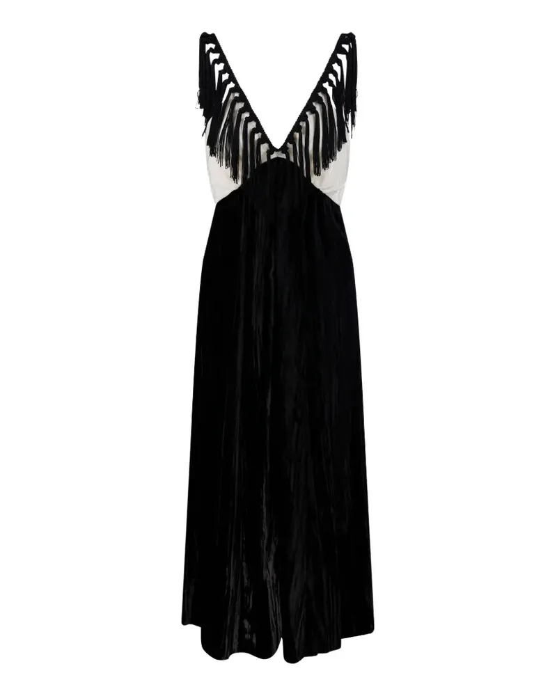 forte_forte fringe-trimmed dress - Schwarz Schwarz