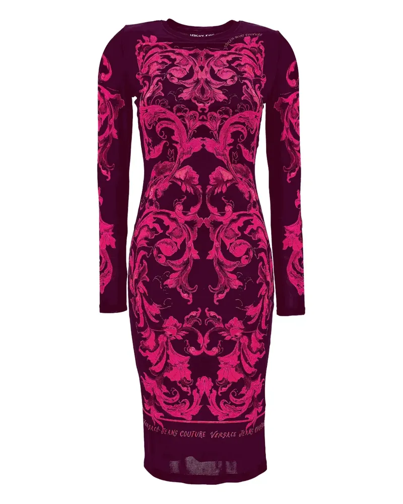 Versace Jeans Midikleid mit Barock-Print - Violett Violett