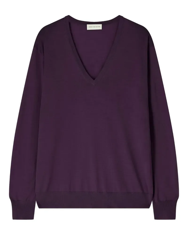 Dries van Noten Merinopullover mit V-Ausschnitt - Violett Violett