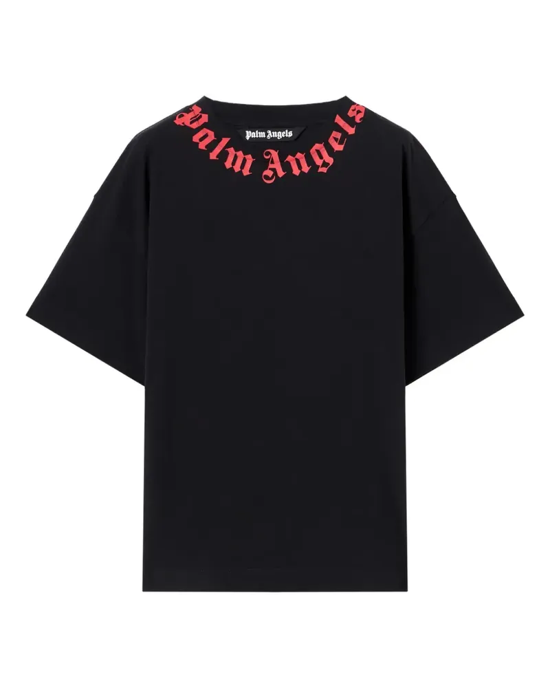 Palm Angels T-Shirt mit Logo-Kragen - Schwarz Schwarz