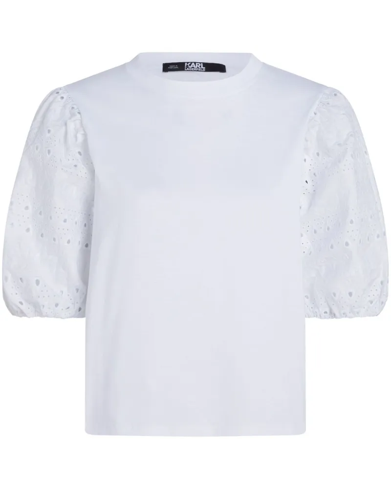 Karl Lagerfeld T-Shirt mit Lochstickerei - Weiß Weiß