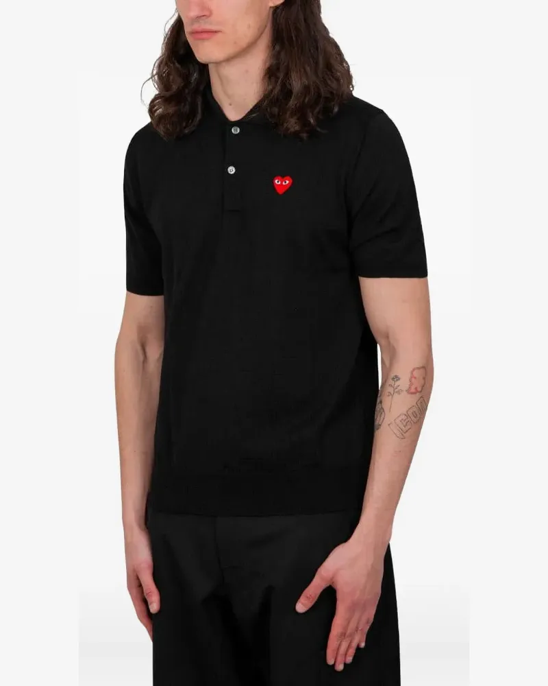 Comme des Garçons Gestricktes Poloshirt mit Herz - Schwarz Schwarz