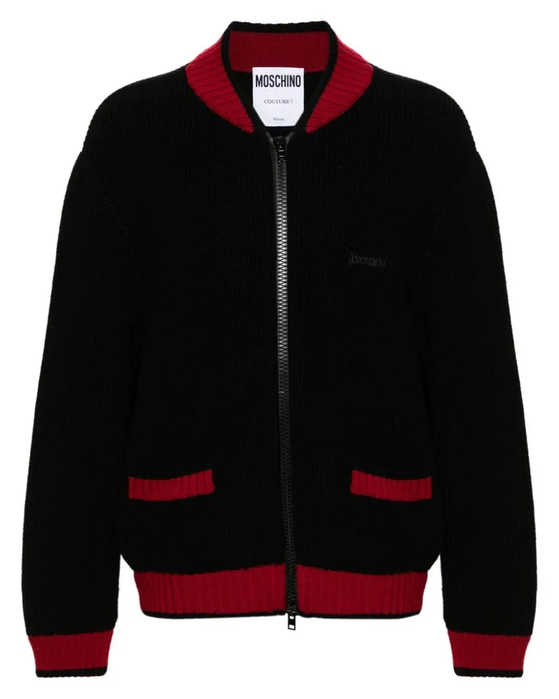 Moschino Cardigan mit Logo-Applikation - Schwarz Schwarz