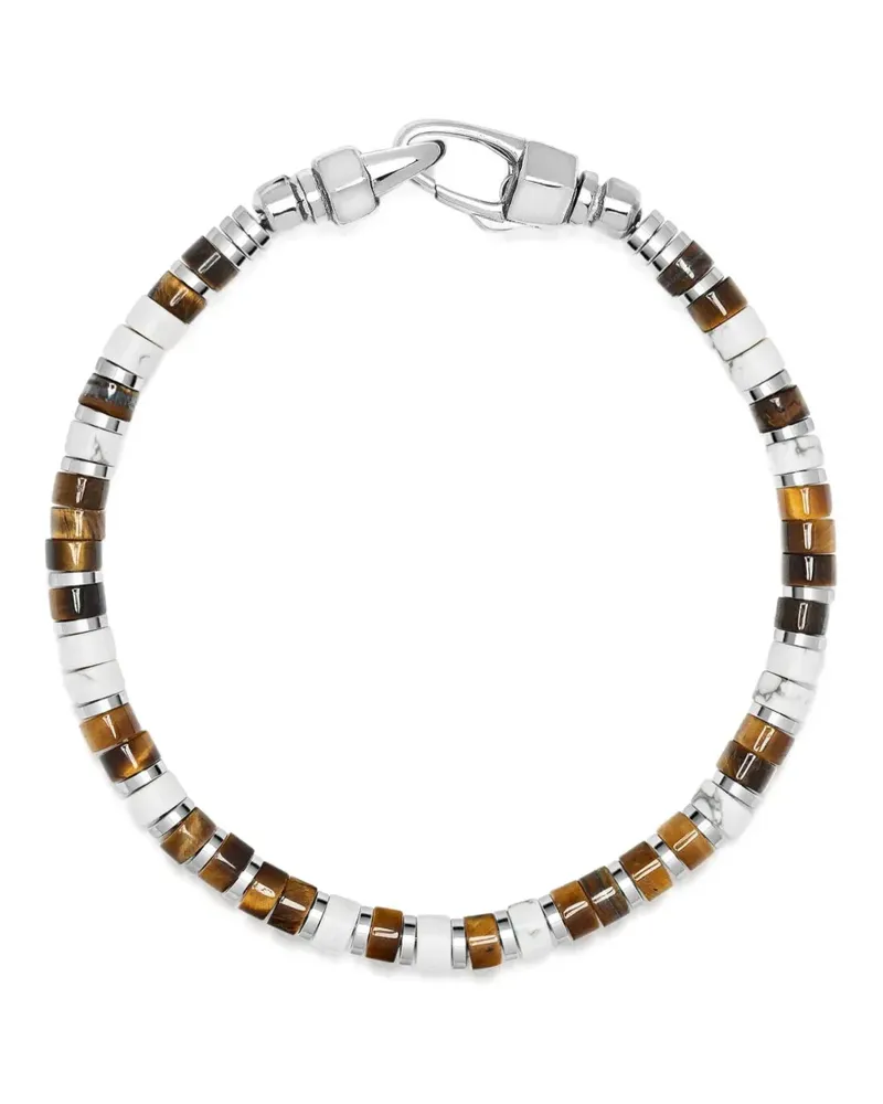 Nialaya Heishi Armband mit Howlit und Tigerauge - Silber Silber