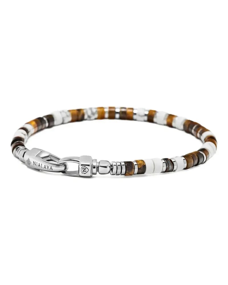 Nialaya Heishi howlite and tiger-eye bracelet - Silber Silber