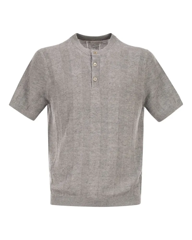 Brunello Cucinelli Poloshirt mit geripptem Kragen - Grau Grau