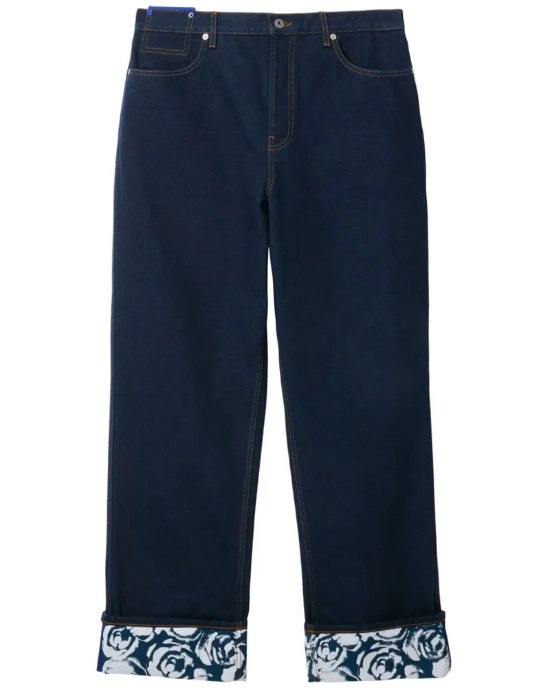 Burberry Straight-Leg-Jeans mit Rosen-Print Blau